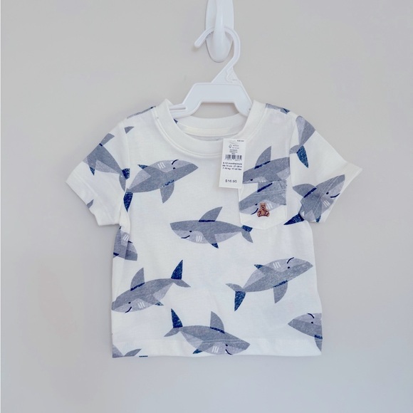 Gap Shark Shirt Baby Boy Size 6-12 Months 100% Cotton - Picture 1 of 6